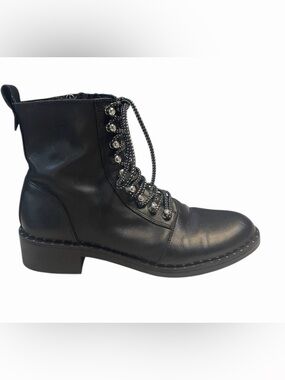 Zara Black Combat Boots with Silver Accents
